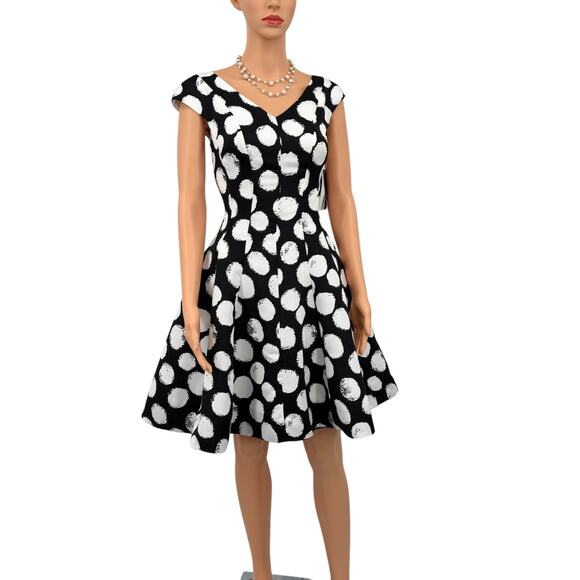 Julia Jordan Black White Polka Dot Fit Flare Party Dress Size 6 Pockets NWT - Picture 5 of 16